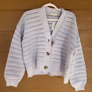 Madewell Powder Blue Knit Button Cardigan Sz L NWT